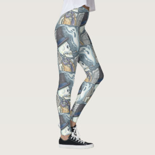 LEGGINGS SKELETON DE FUMADORES, GÓTICO DE CEMETERY SUS LETR