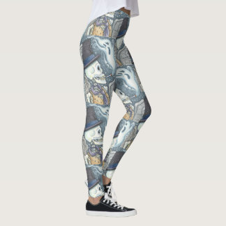 LEGGINGS SKELETON DE FUMADORES, GÓTICO DE CEMETERY SUS LETR