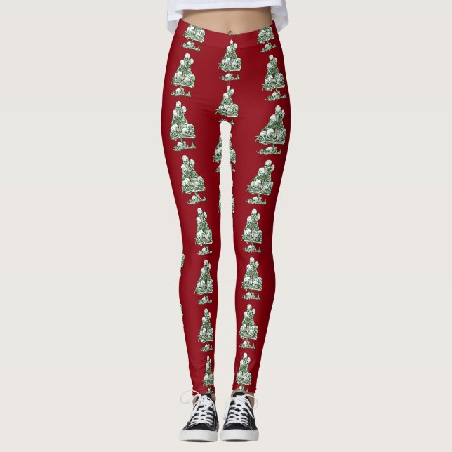 Leggings skeleton gothic del árbol de navidad desagradable (Anverso)