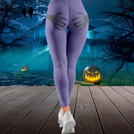 Leggings Skeleton Halloween morado