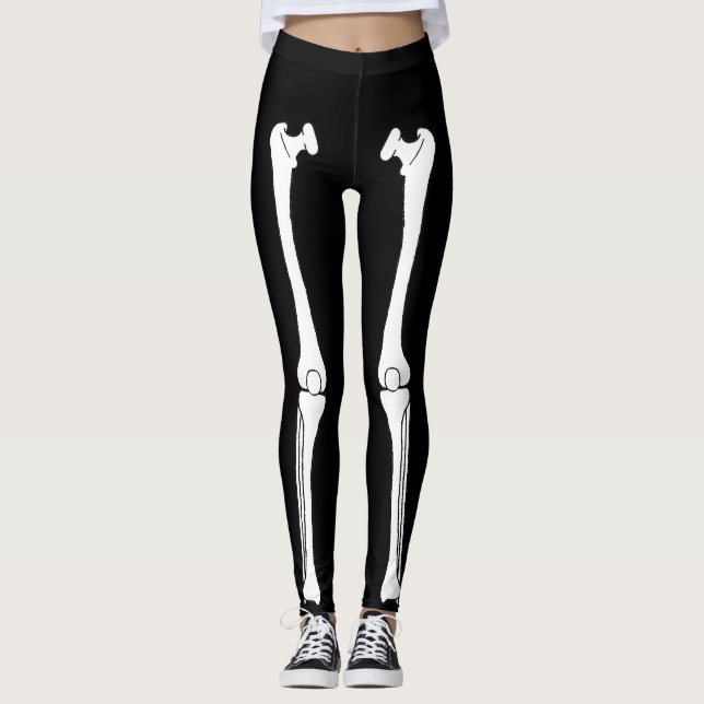 Leggings Skeleton Leg Bones Black Halloween (Anverso)