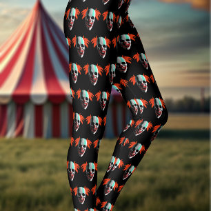 Leggings Skull Halloween Patrón de payaso Piernas negras