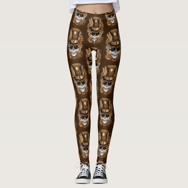 Leggings Skull Steampunk Voodoo Retro Machine (Anverso)