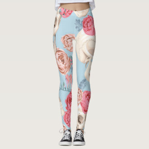 Leggings Skulls y Rosas Patrón de vintage