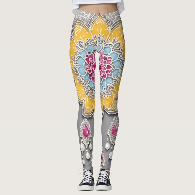 Leggings Sky Blue sobre arte de IA gris (Anverso)