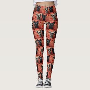 Leggings Skye Terrier con Rosas del Corazón Día de San Vale