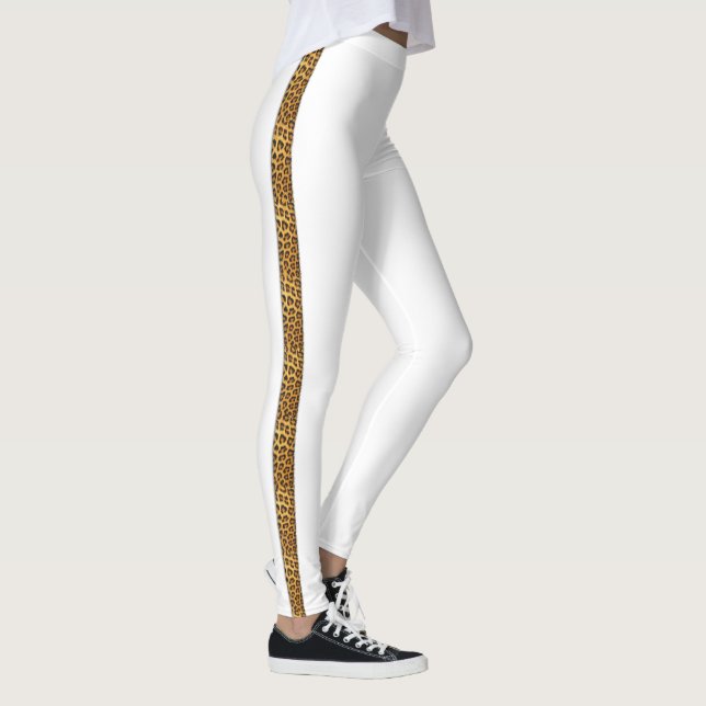 Leggings Slinky Leopard Fur estela lateral de moda en blanc (Derecha)