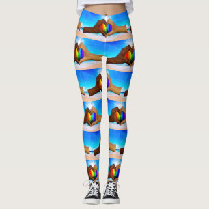 Leggings SlipperyJoe gradiente de corazón de arcoíris vívid
