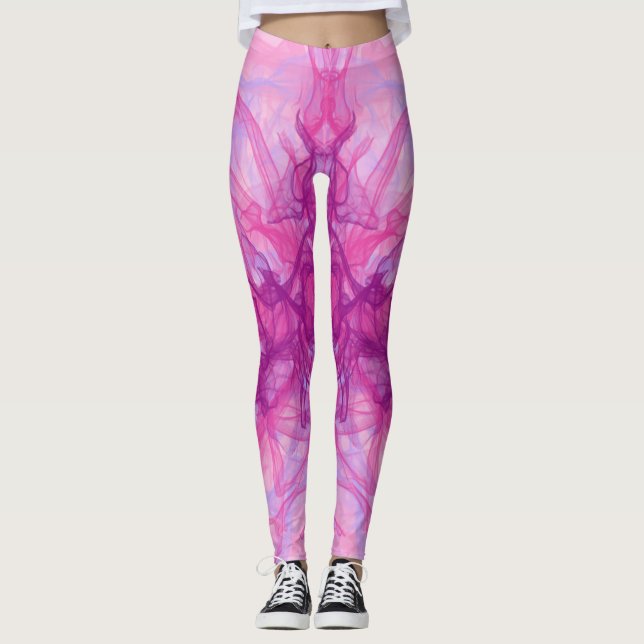 Leggings SMOKE PINK - Arte fractal moderno y abstracto - (Anverso)