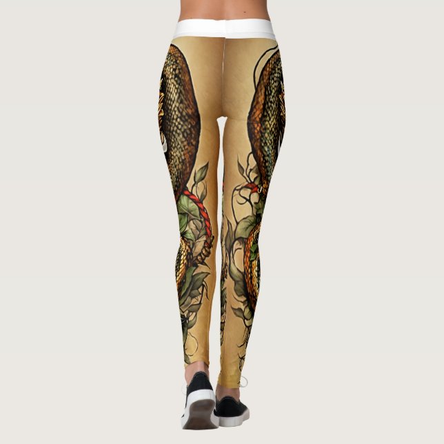 Leggings Snake enrollado alrededor del diseño de tatuajes d (Reverso)