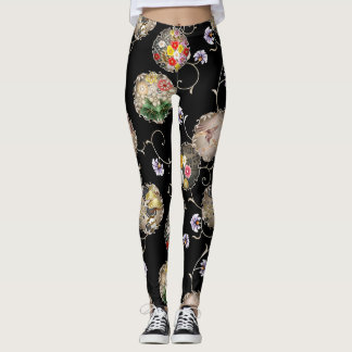 Leggings Snow ring pattern and vines japanese classic