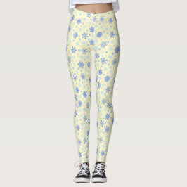Leggings Snowflakes Pastel Amarillo Elegante Estilo Amarill