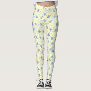 Leggings Snowflakes Pastel Amarillo Elegante Estilo Amarill