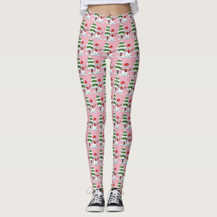 Leggings Snowman con un árbol de pino con nieve