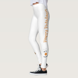 Leggings Snowman Funny Face, Navidades de Novedad ricas