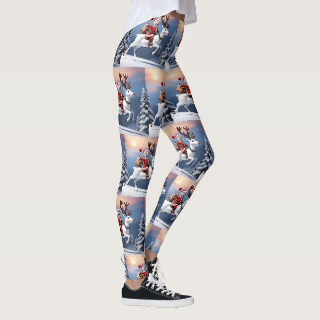Leggings Snowman montando Navidades de reno (Derecha)