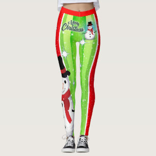 Leggings Snowman / Snowflake / Navidades / Verde y Rojo