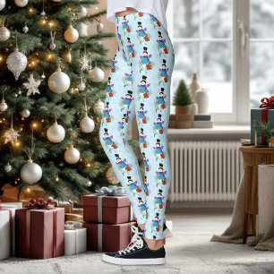 Leggings Snowman Snowflakes Poinsettia