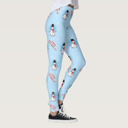 Leggings Snowman tradicional con Feliz Navidad en AZUL