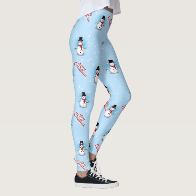 Leggings Snowman tradicional con Feliz Navidad en AZUL (Derecha)