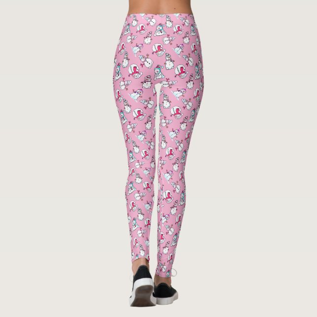 Leggings Snowman vistiendo pañuelos | Navidades rosados Pas (Reverso)