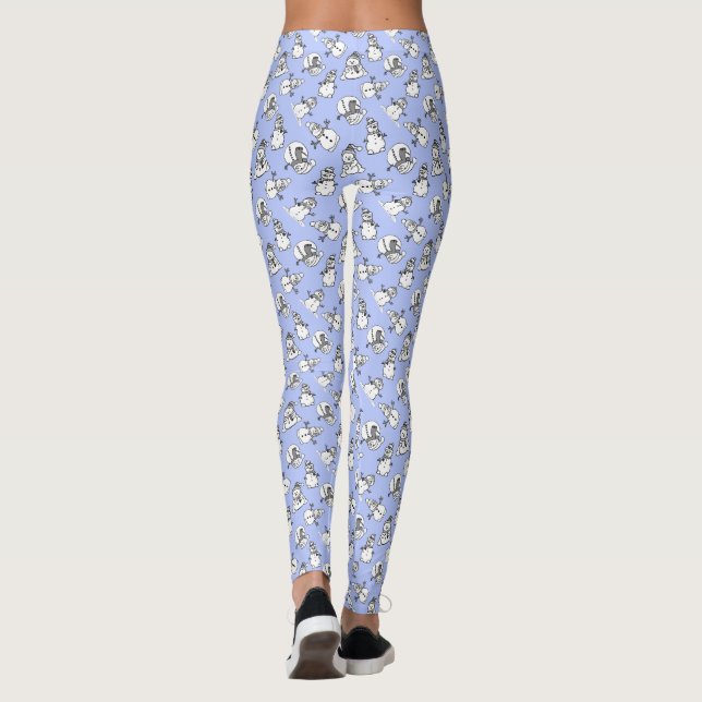 Leggings Snowmen Cute Pastel Azul Patterado (Reverso)