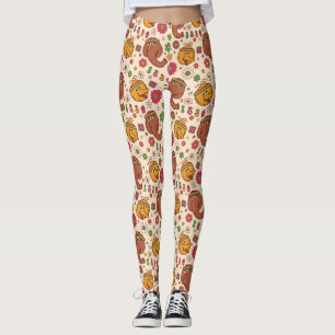 Leggings Snuffleupagus y Big Bird Groovy Flower Pattern