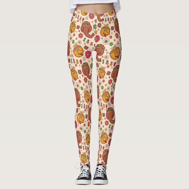 Leggings Snuffleupagus y Big Bird Groovy Flower Pattern (Anverso)