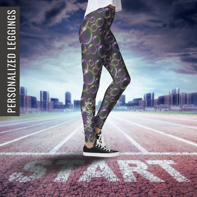 Leggings Soap Bubbles | Con su NOMBRE o yoga de TEXTO (Subido por el creador)