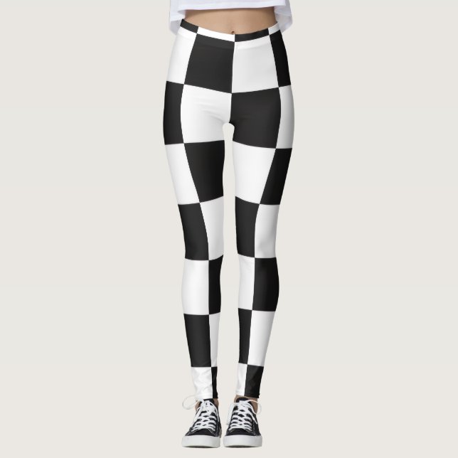 Leggings Sobre sofisticado con diseño de cuadros en blanco  (Anverso)