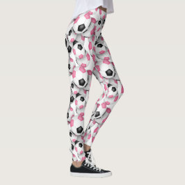 Leggings soccer balls with pink black team colors