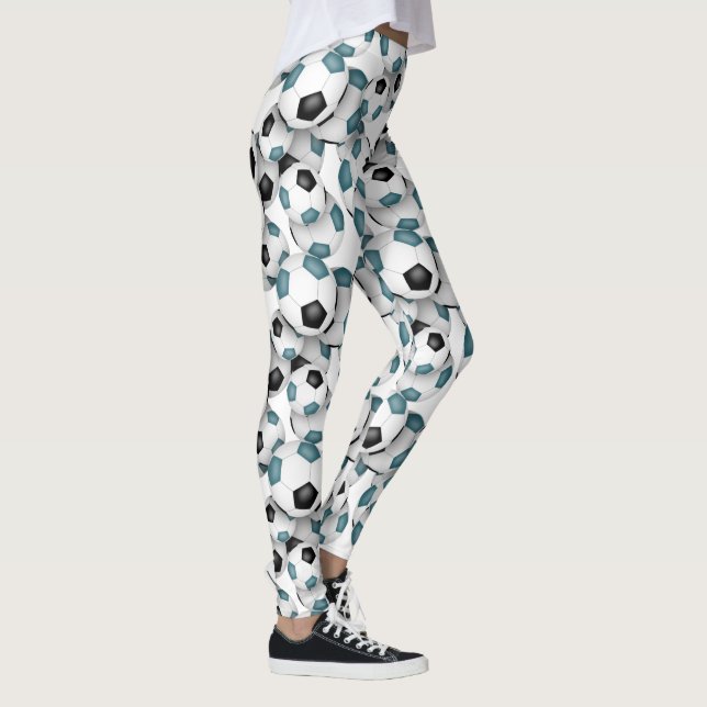 Leggings soccer balls with teal black team colors (Derecha)