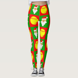Leggings Sófobas y Navidades Santa y Fastpitch Rojo y Verde