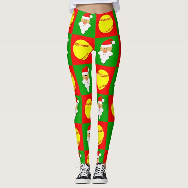 Leggings Sófobas y Navidades Santa y Fastpitch Rojo y Verde (Anverso)
