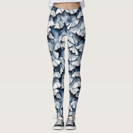 Leggings Soft Denim Blue Watercolor Ruffles