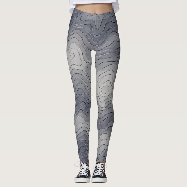 Leggings Soft Elevation Lines – Grey Scale (Anverso)