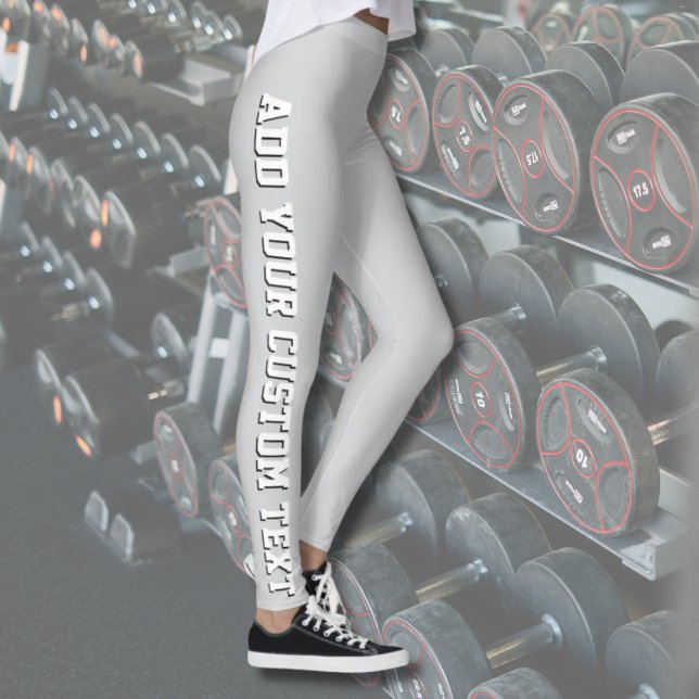 Leggings Soft Gray Personalized Custom Text Vertical (Subido por el creador)