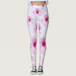 Leggings Soft Pink Botanical Floral Print Legginings