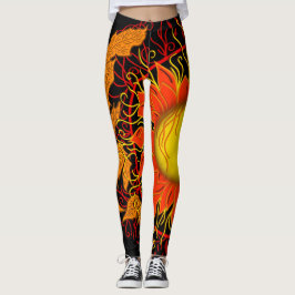 Leggings Sol enredado, Sunrays Resumen Naranja moderno