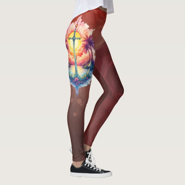 Leggings Solar anchor in a tropical paradise.  (Derecha)