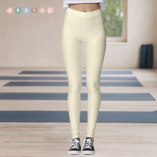 Leggings Solid Soft Light Pastel Beige Cream Yellow Color (Solid Soft Light Pastel Beige Cream Yellow Color Leggings
)