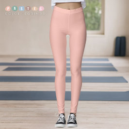 Leggings Solid Soft Light Pastel Salmon Peach Pink Color