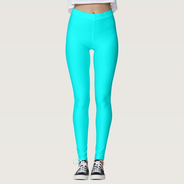 Leggings Sólido Plano de Color Cian (Anverso)