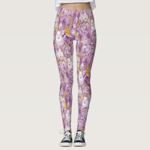 Leggings solo cerdos púrpura amarillo