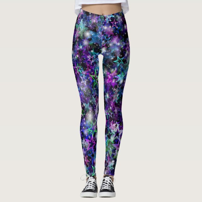 Leggings sombras de estrellas del arco iris (Anverso)