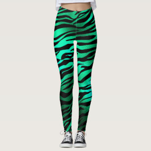 Leggings Sombras de impresión de tigre y cebra verde esmer