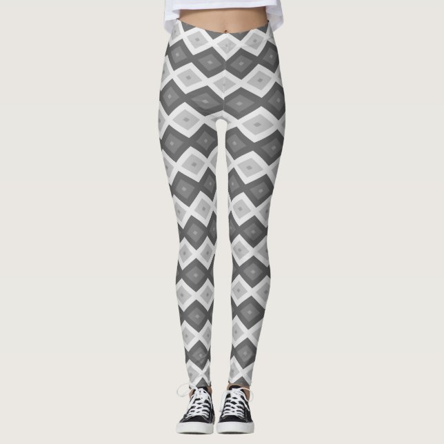 Leggings Sombras de patrón de diamante gris (Anverso)