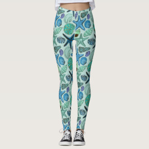 Leggings Sombras de Seashells y del modelo azules de las