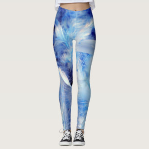 Leggings Sombras del patrón de plumas azules y blancas Guay