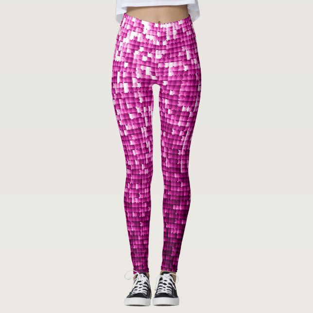 Leggings Sombrero rosa, plata, secuelas negras (Anverso)